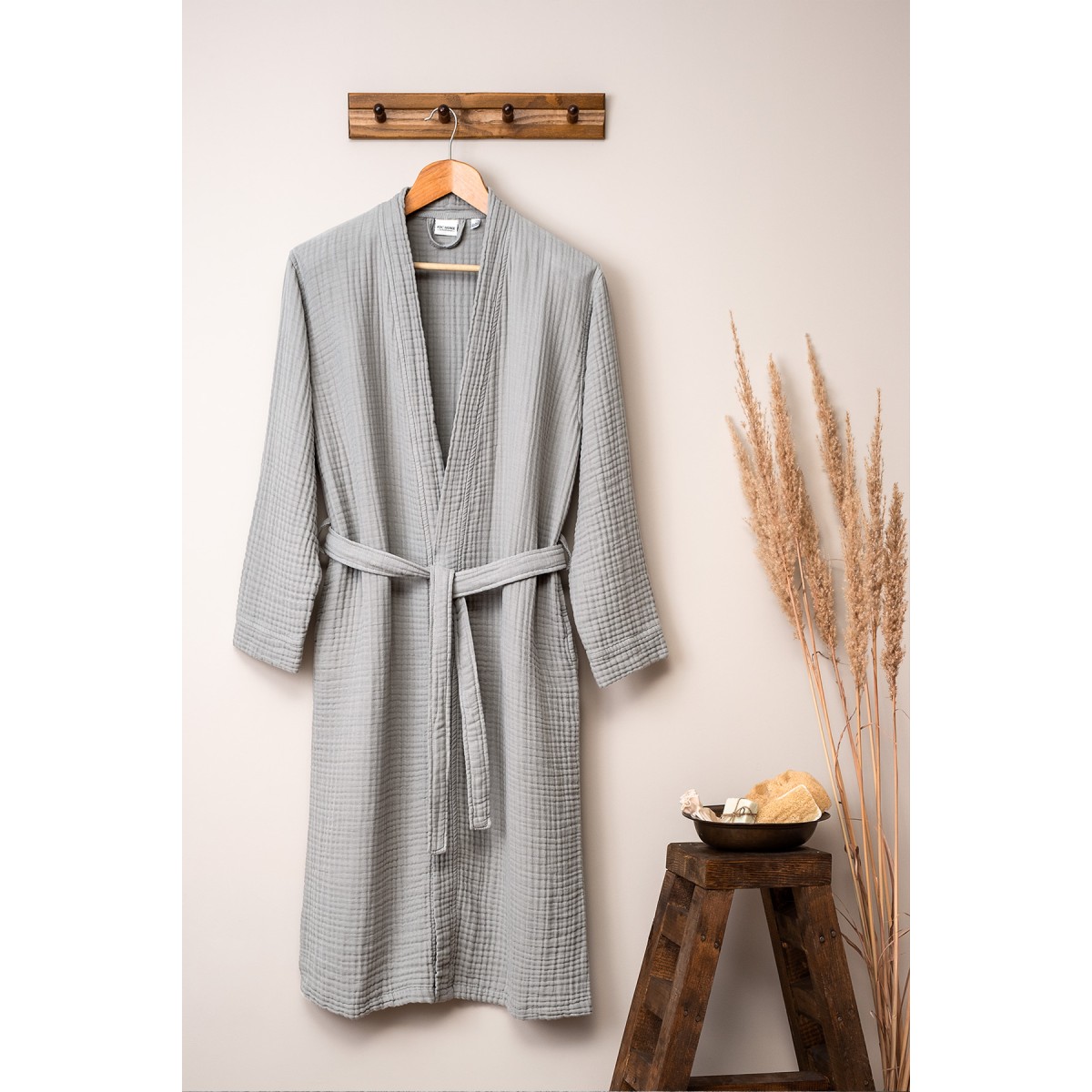 Peignoir Gaze de coton-Gris