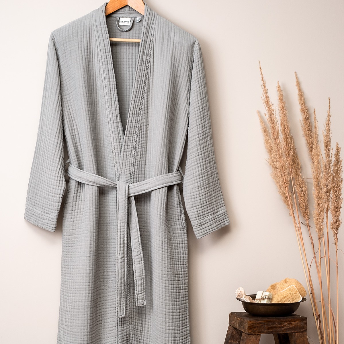 Peignoir Gaze de coton-Gris