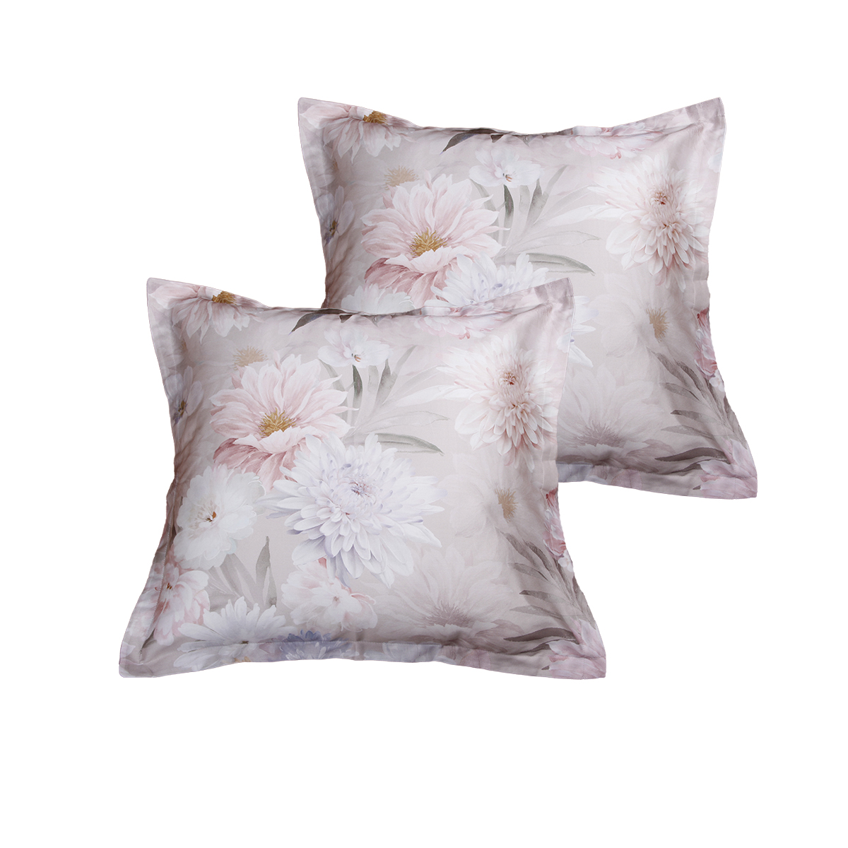 Lot de 2 Taies d'oreiller 63X63 cm satin de coton POLIERE