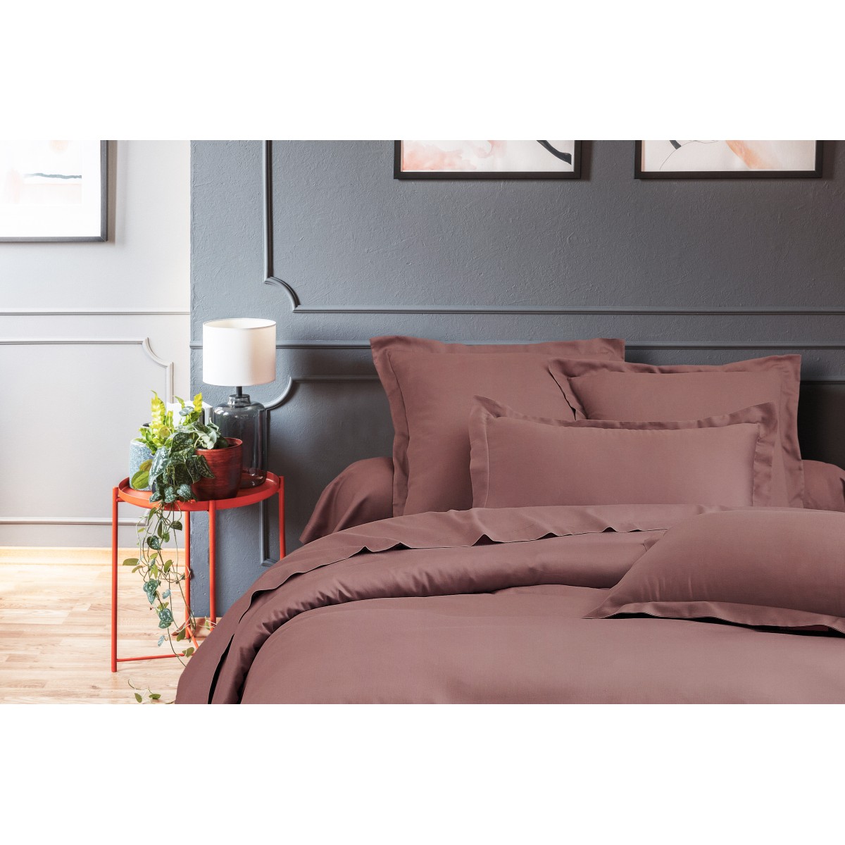 Housse de couette satin de coton rose