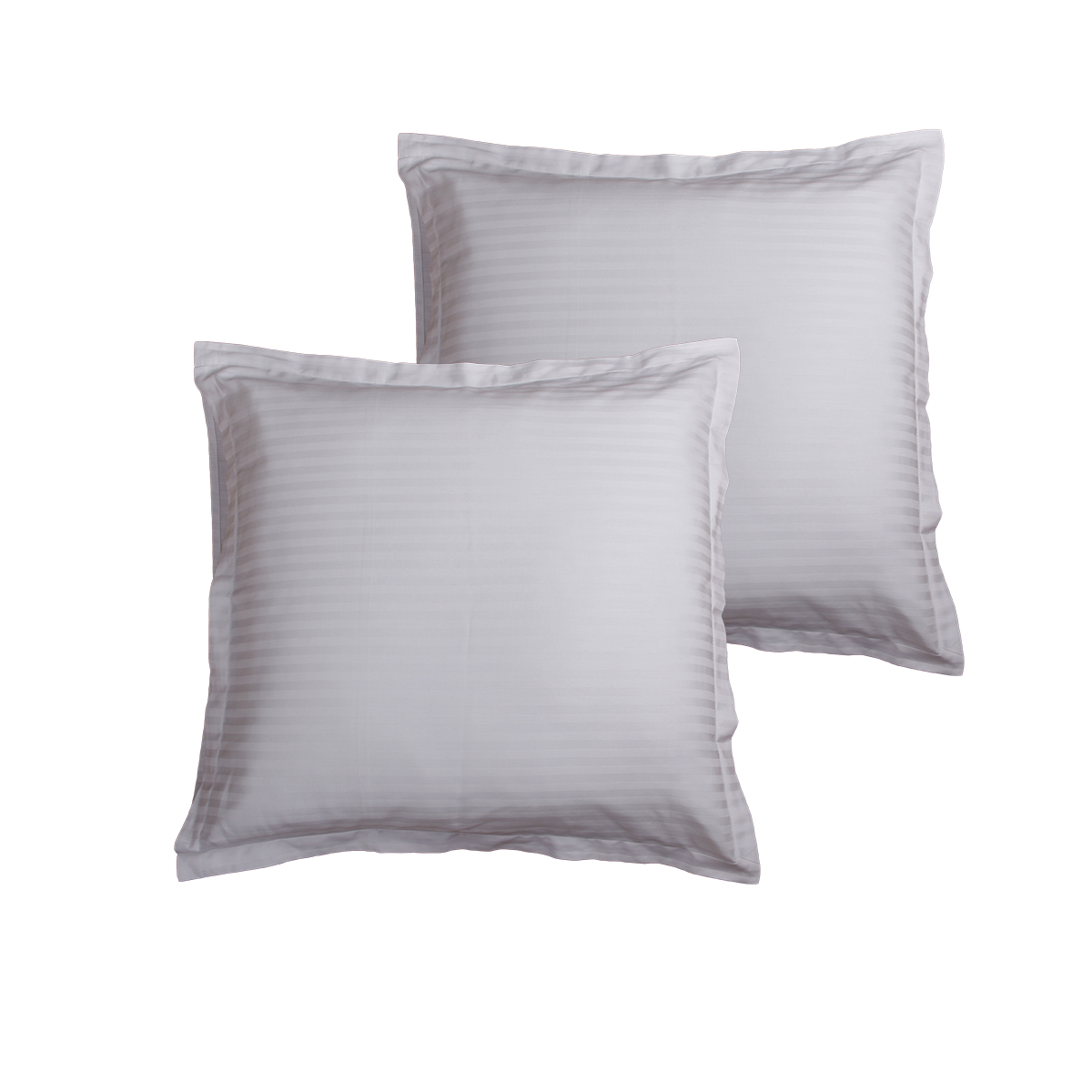 Lot de 2 Taies d'oreiller 63X63 cm satin de coton RAYURES BLANC