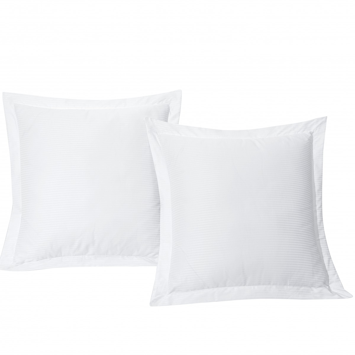 Lot de 2 Taies d'oreiller 63x63 cm satin de coton blanc rayé