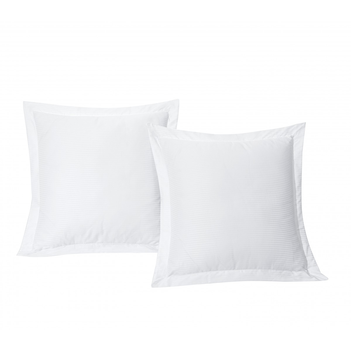 Lot de 2 Taies d'oreiller 63x63 cm satin de coton blanc rayé