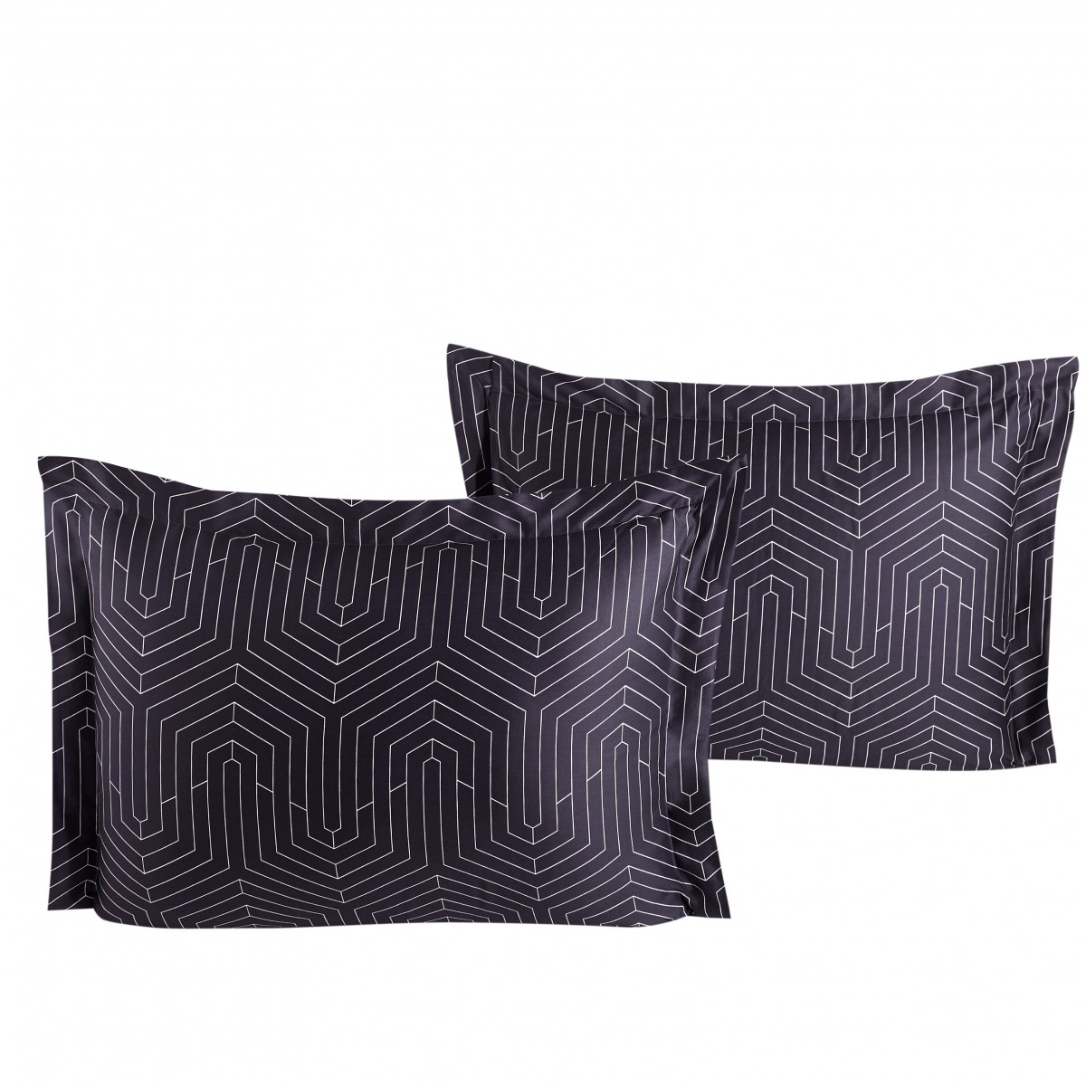Lot de 2 Taies d'oreiller 50x70 cm satin de coton STRADA BLACK