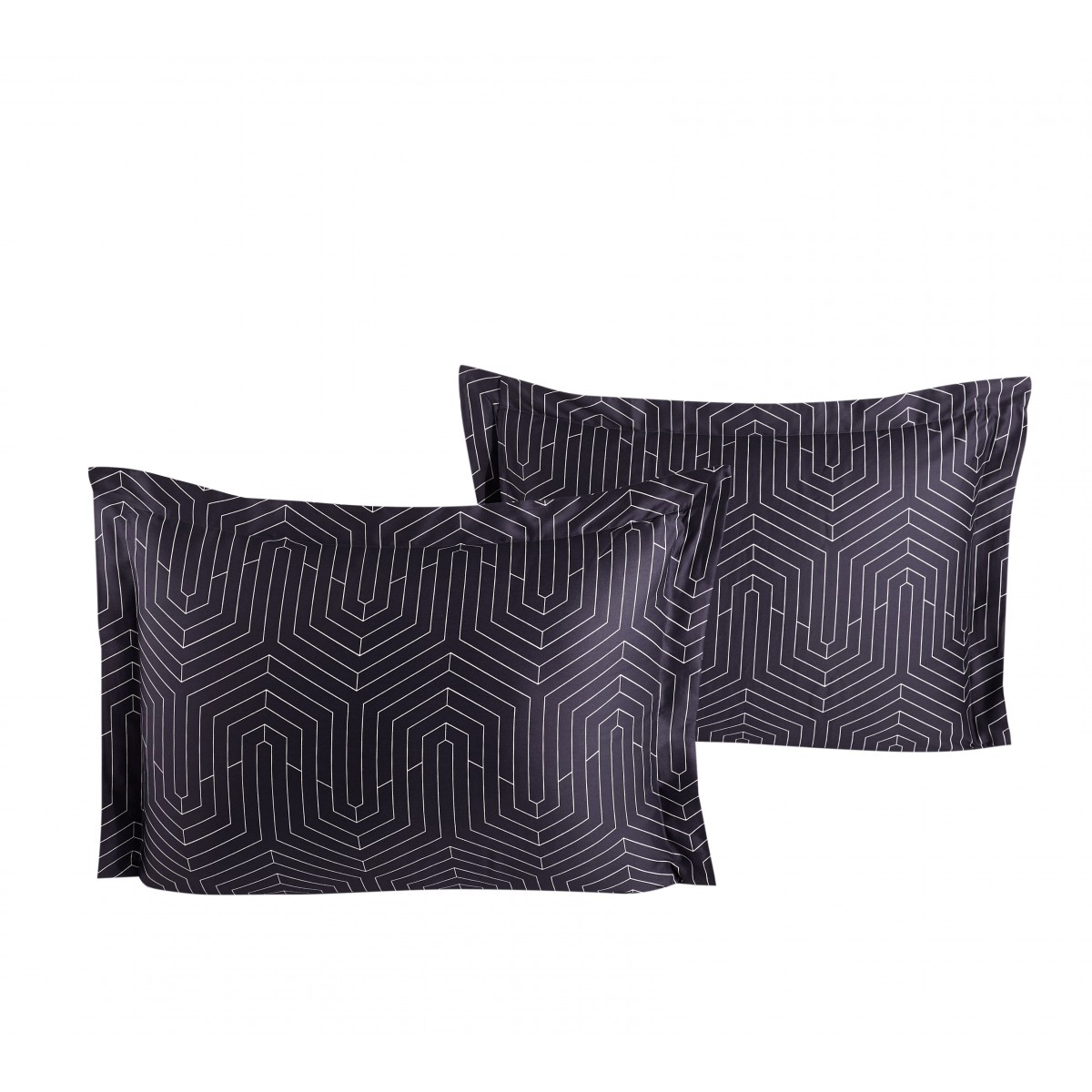Lot de 2 Taies d'oreiller 50x70 cm satin de coton STRADA BLACK