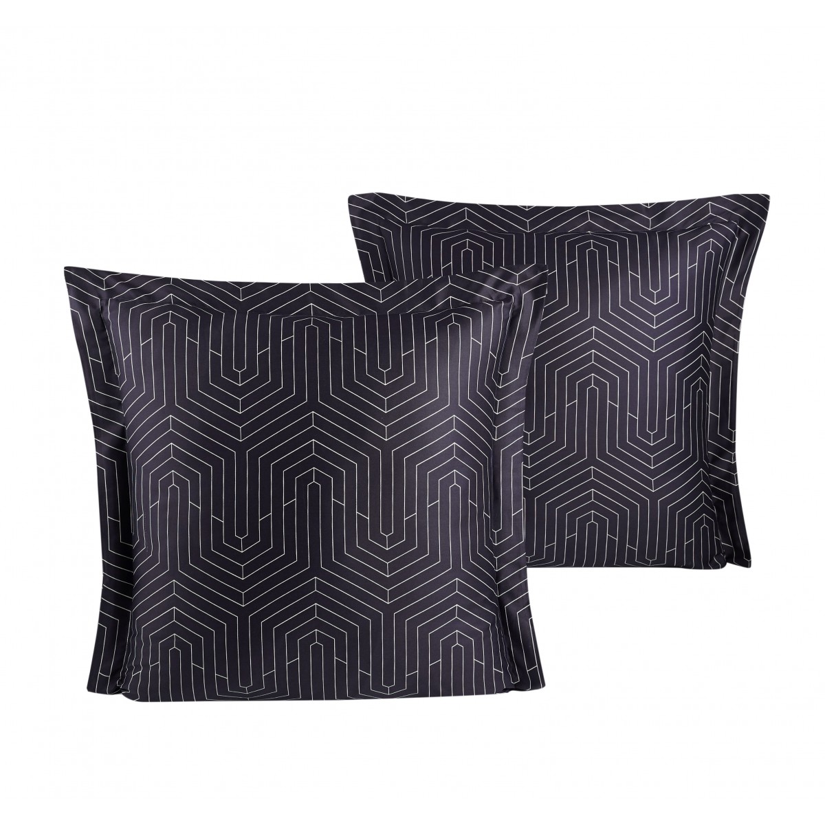 Lot de 2 Taies d'oreiller 63X63 cm satin de coton STRADA BLACK