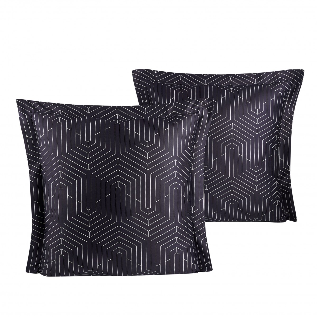 Lot de 2 Taies d'oreiller 63X63 cm satin de coton STRADA BLACK