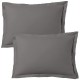Lot de 2 Taies d'oreiller 50x70 cm satin de coton gris