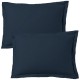 Lot de 2 Taies d'oreiller 50x70 cm satin de coton bleu