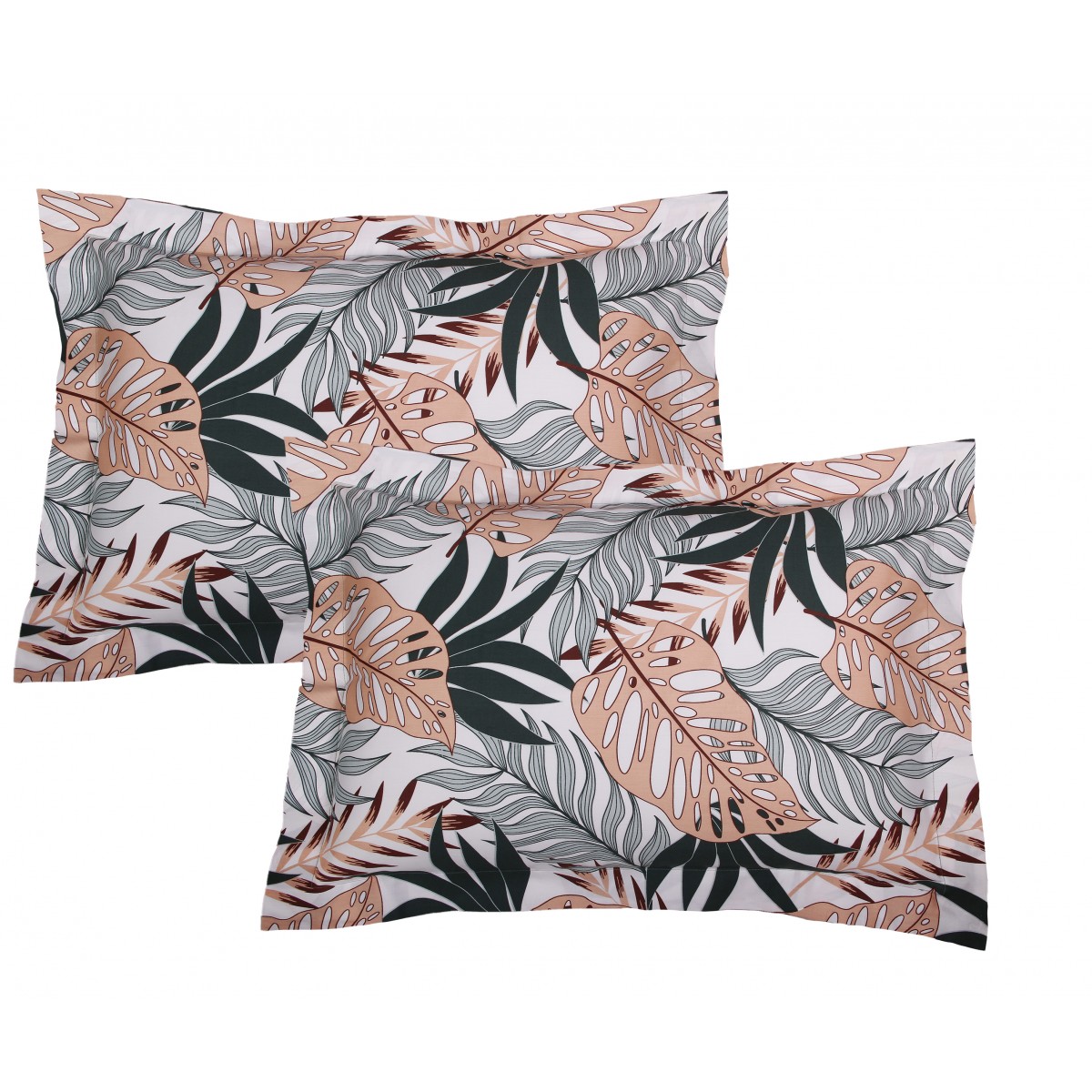 Lot de 2 Taies d'oreiller 50x70 cm satin de coton TROPICAL