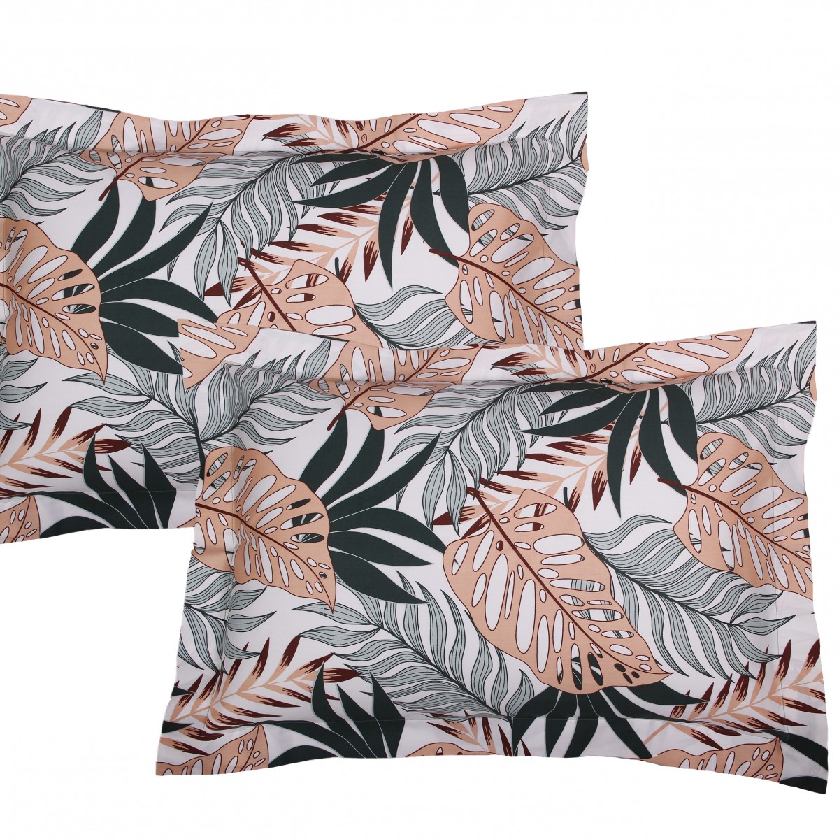 Lot de 2 Taies d'oreiller 50x70 cm satin de coton TROPICAL