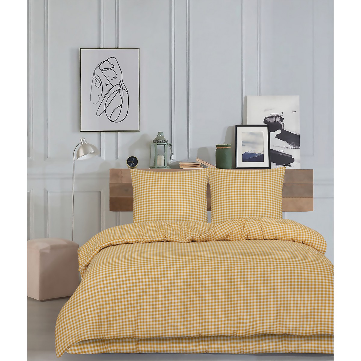 Parure de lit 100% coton VICHY AMBRE