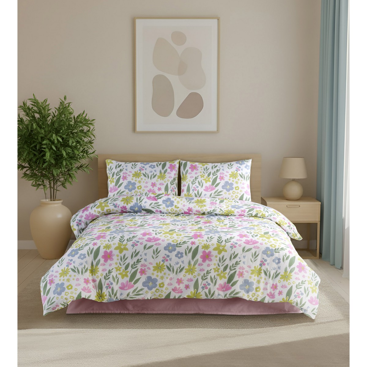 Parure de lit 100% coton FLOWERS